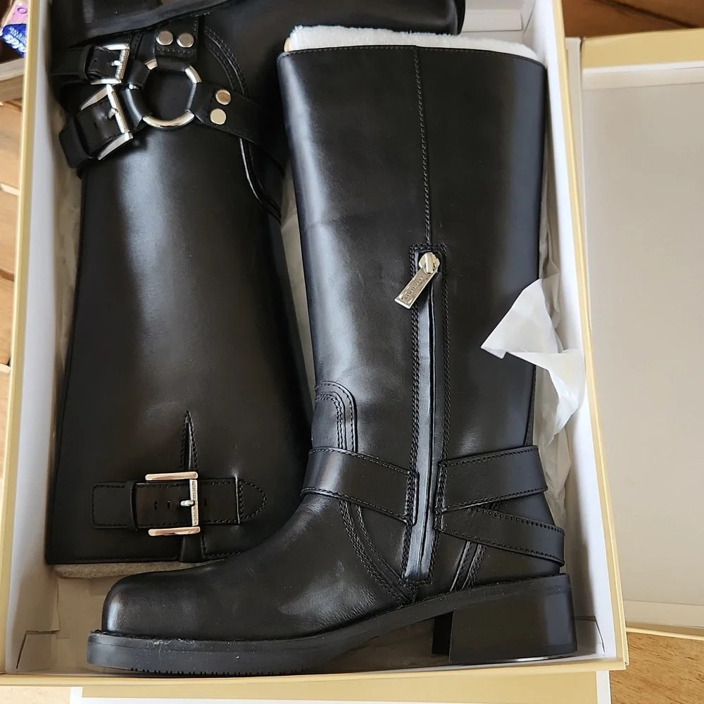 Michael Kors Black Moto Boots - Picture 3 of 4